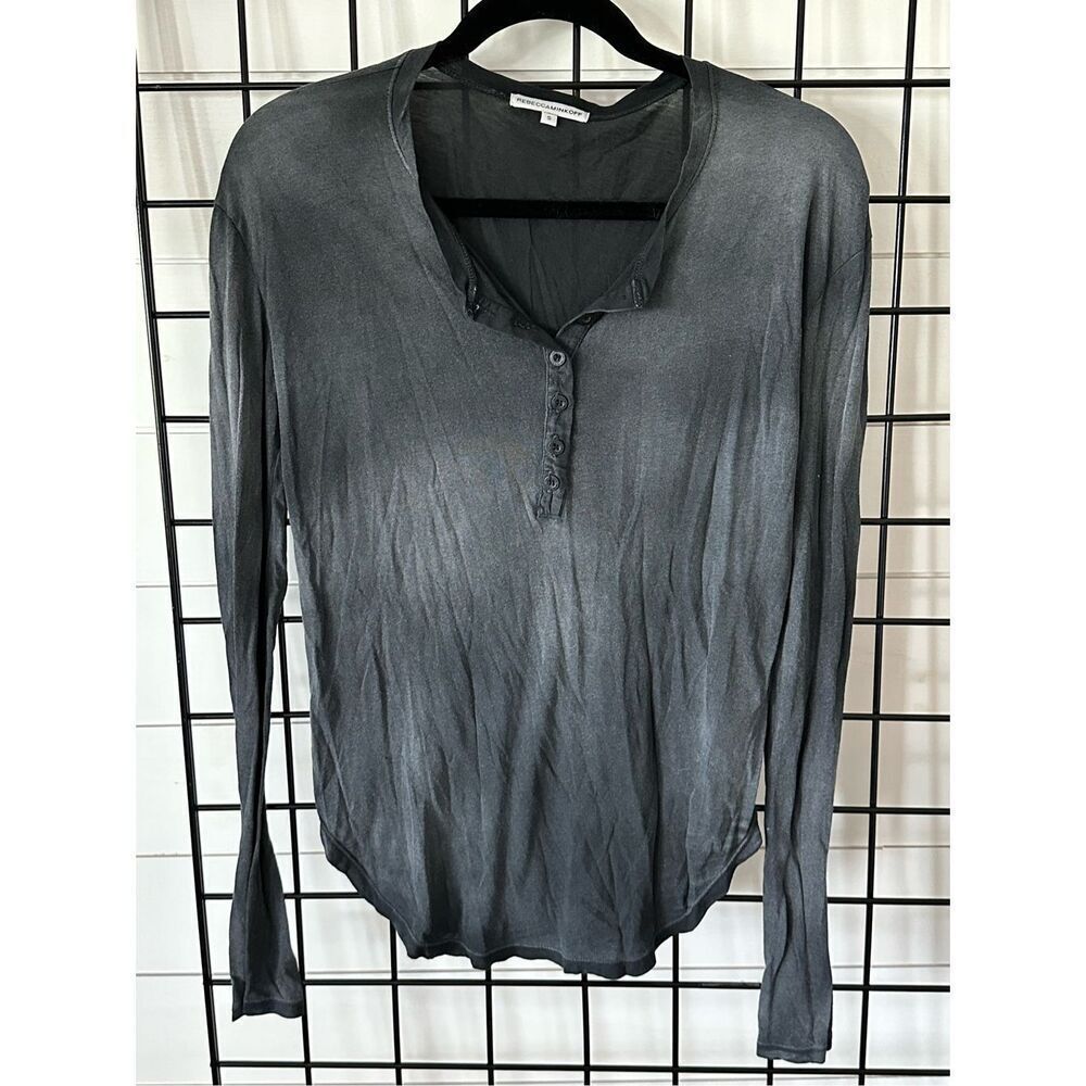 REBECCA MINKOFF Women's Long Sleeve Chelsey Henley Top Women Small Grunge Punk